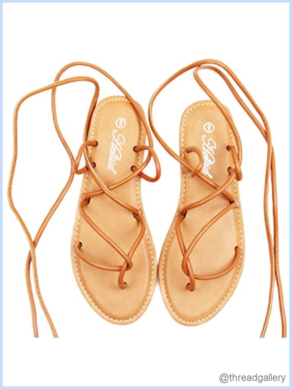 Women Gladiator Flat Sandals Lace Up Strappy Synthetic Leather